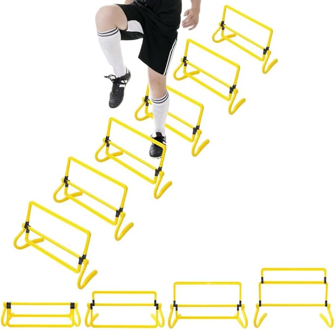 Japard 6 Pcs Agility Hurdles Speed Training Equipment, 4 Height Adjustable Setting, Soccer Training Equipment for Youth Adults