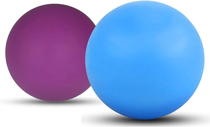 WOVTE 2 Pack Massage Lacrosse Balls for Sore Muscles, Shoulders, Neck, Back, Foot, Body, Deep Tissue, Myofascial Release, Trigger Point Therapy, Muscle Knots and Yoga Therapy (Blue Purple)