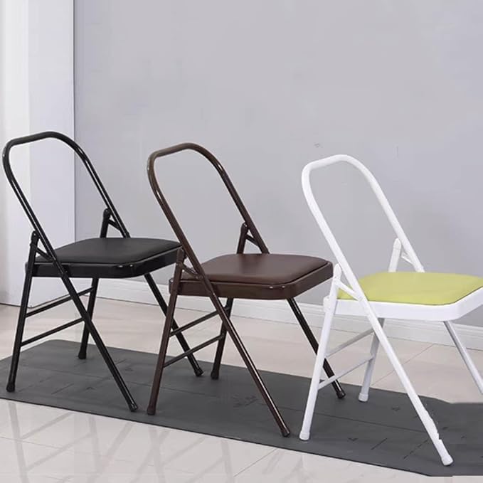 Pilates Yoga Assist Chair - Backless Folding Chair for Abs and Core,Balance Inversions,Flexibility,Strength Training,Brown