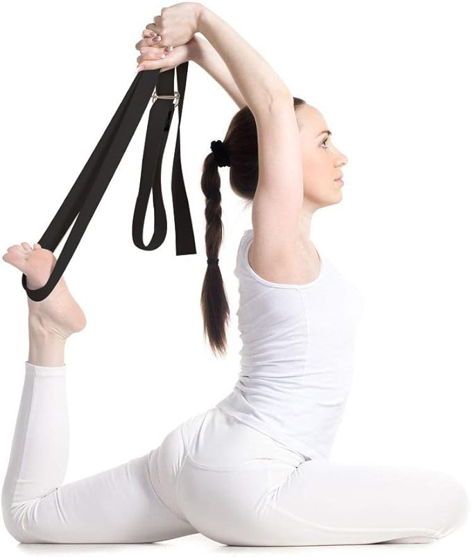 Cotton Exercise Yoga stretch Strap - Sturdy Flexibility Tensile Belt Adjustable Metal D-Ring Buckle, Hold Poses for Daily Stretching, Pilates, General Fitness, and Physical Therapy