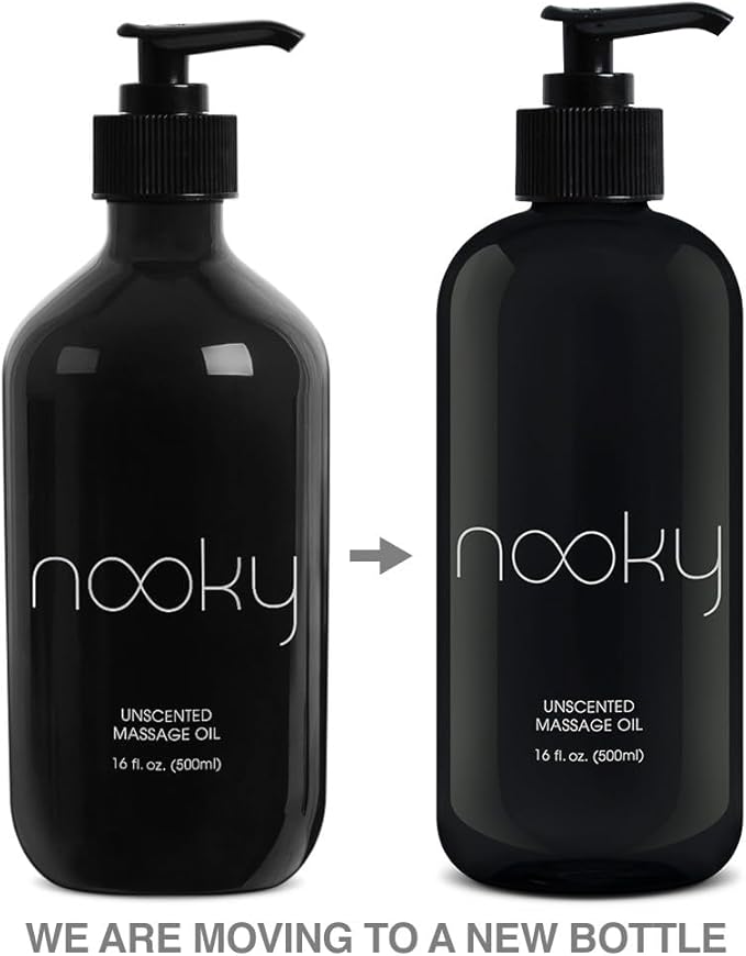 Nooky Massage Oil with Fractionated Coconut Oil for Massaging 16 Ounce (Unscented)