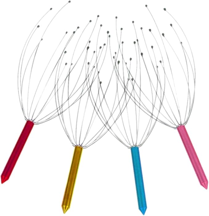 Healifty 2sets Hair Scalp Scalp Massage Comb for Hair Head Stainless Steel Scratcher Set 4pcs*2 Random Color