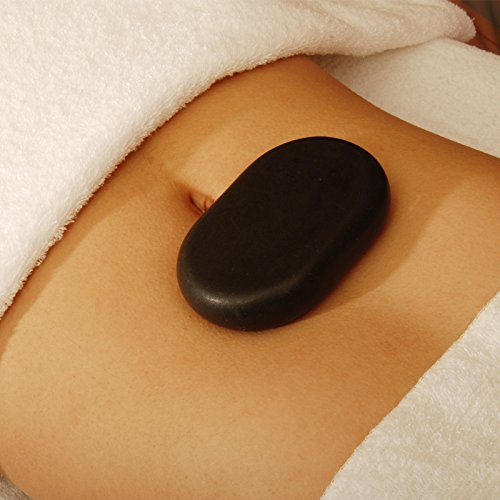 Master Massage Extra Large Flat Ovular Basalt Massage Stones – 4-Piece Set (4.5" x 3" x 1.1") for Professional Therapy and Relaxation
