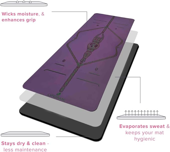 Liforme Printed Yoga Mat Collection - Free Yoga Bag Included - Patented Alignment System, Warrior-like Grip, Non-Slip, Eco-friendly, Sweat-resistant, Long, Wide and Thick for Comfort