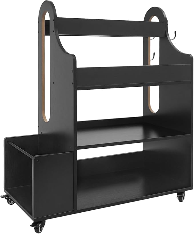 5-Tier Heavy Duty Gym Storage Rack, 50lbs per Shelf Workout Equipment Organizer with Locking Wheels for Dumbbells, Yoga Mats & Kettlebells, Space Saving Home Gym Furniture (31"W x 37"H, Black)