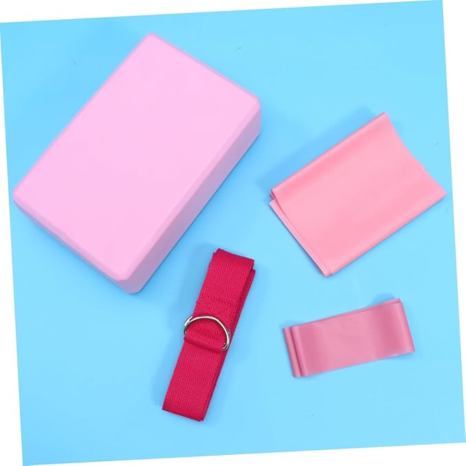 4pcs Yoga Tool Kit Yoga Brick Latex Pull Towel Stretch Band Resistance Ring for Stretching Home Gym