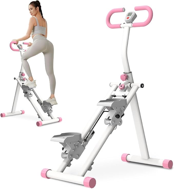 Folding Stair Stepper for Home, Vertical Climber Exercise Machine with Adjustable Handlebars & Monitor, Compact Full Body Cardio Climber for Apartment, 265 lbs Capacity