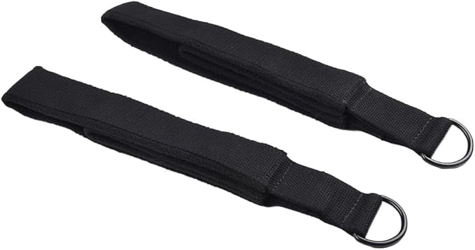 Double Loop Pilates Foot Straps Reformer Fitness Equipment, 2-Pack Cotton Webbing with for Polar Fleece, for Most Pilates Beds, Black