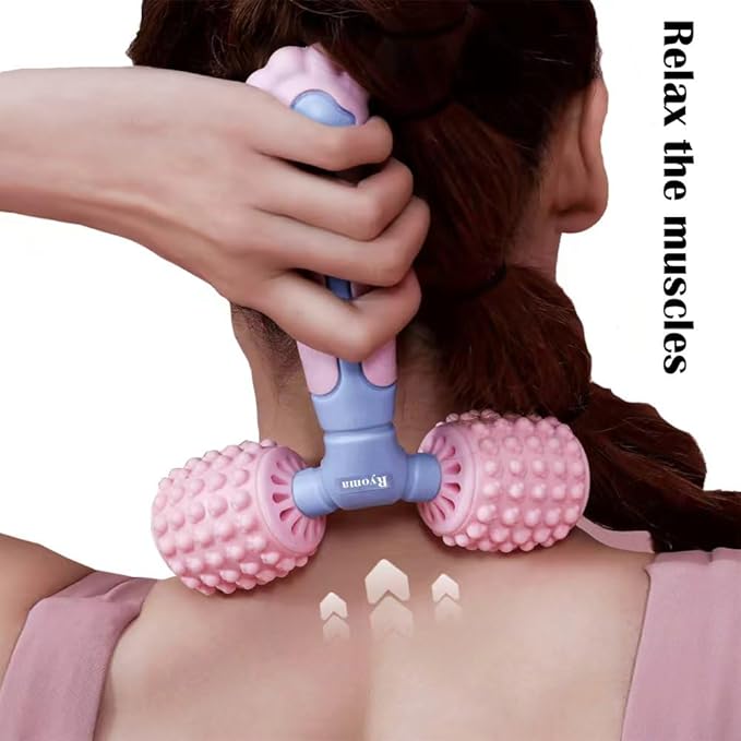 Ryoma Cat Paw Dual-Roller Massager, Protable Hand Held Massage Roller,Muscle Kneading Sensation, Silicone Softness Comfortable Massage Tool,Suitable for Gifting and Personal use