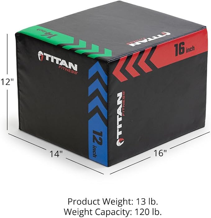 Titan Fitness Heavy Foam Plyometric Box - Pro-Duty HIIT Exercise Foam Plyo Step-Up, Box Squat, Home Garage Gym Training, Youth & Regular Sizes