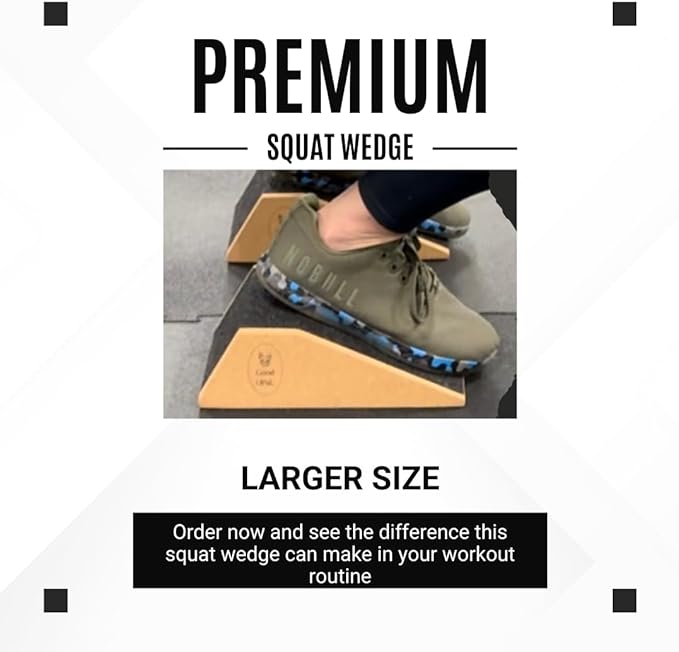Squat Wedge -Squat Wedge Block-Extra Large SIze-Slant Board for Calf Stretching-Heel Elevated squats w/Non-Slip Grip, Anti-Slip Cork-Lightweight Home Gym Accessories-Yoga Blocks