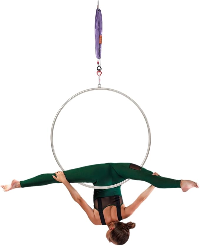 Aerial Lyra Hoop Set, Professional Single-Point Aerial Yoga Hoop Equipment with 3.28 ft Round Sling Length, Stainless Steel Circus Aerial Ring Kit for Fitness Dancing Training Performance