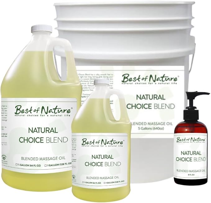 Best of Nature Natural Choice Blend Massage Oil – Professional-Grade, Lightweight & Non-Greasy Moisturizing Oil for Massage Therapy, Spa & Home Use, (8 fl oz)