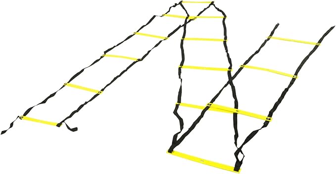 7M 14 Rung Agility Ladder, Fixed Distance PP Material Training Equipment with Angle for Soccer Football Fitness Speed Training