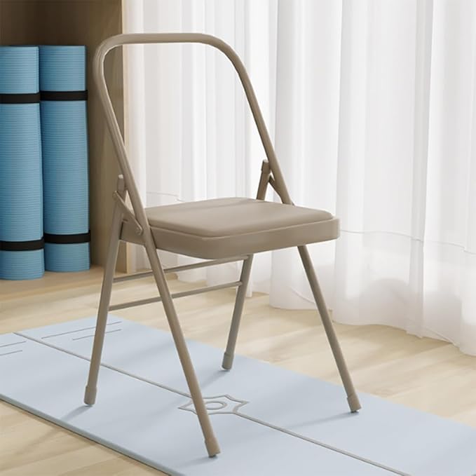 Yoga Assist Chair,Pilates Yoga Chair Freestanding Inversion Chair Folding Balance Training Yoga Stool 44x47x80cm,Beige