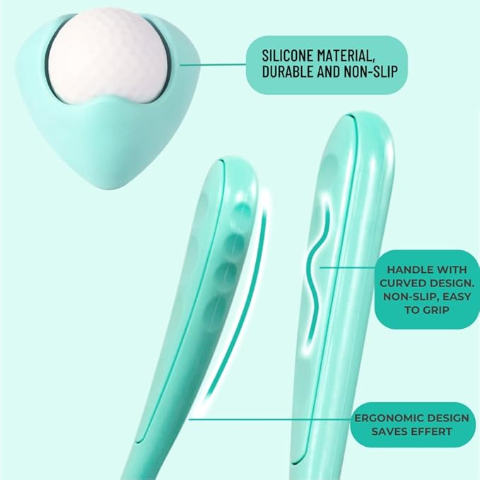 2-in-1 Manual Neck Massager Roller Set with 360° Massage Ball - Ergonomic 6-Wheel Handheld Neck & Shoulder Roller for Muscle Knots, Stiffness & Tech Neck Relief - Portable Home & Office Kit