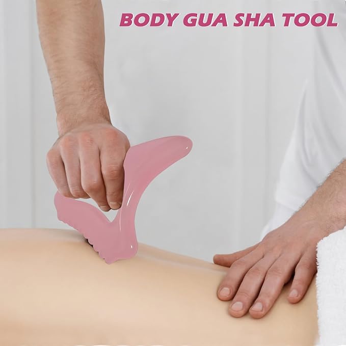 Body Gua Sha Tool for Cellulite Remover Muscle Pain Relief, Lymphatic Drainage Massager for Body Shaping, Deep Tissue, Gifts for Women Pink
