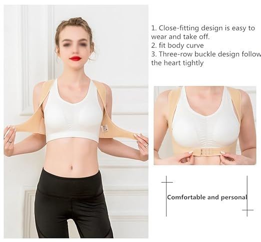 Adjustable Posture Corrector Shoulder Back Pain Reliever Spine Straightener Orthopedic Corset Brace Belt Straight Back Trainer Womens Hunchback Correction Belt (Color : Skin, Size : Large)