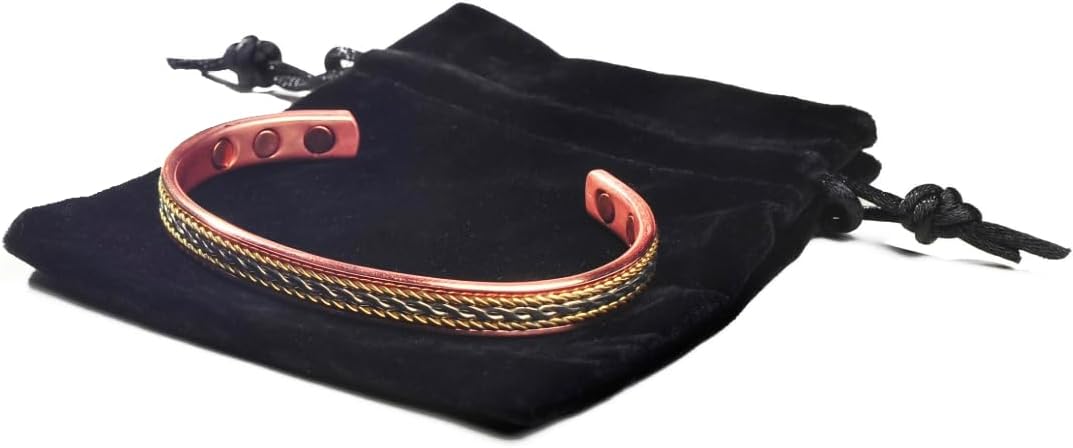 Earth Therapy Elegant Design Magnetic Field Copper Bracelets with Ultra Strength Magnets - Unisex - Adjustable