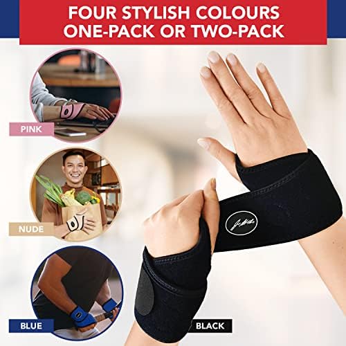 Doctor Developed Wrist Brace, Wrist Wraps for Carpal Tunnel Arthritis, Tendonitis, Hand Support, Ideal for Fitness, Weightlifting - Handbook Included (Medium - 2 Pack)