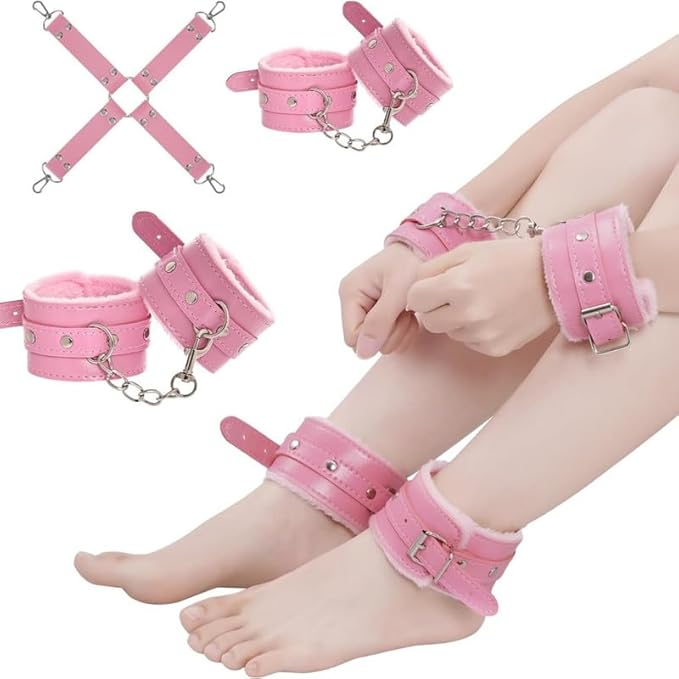 BDSM Sexy ， 12 Piece Pink Leather Quick Drying Pilates Set, Soft and Adjustable, Suitable for Home Fitness and Lifestyle
