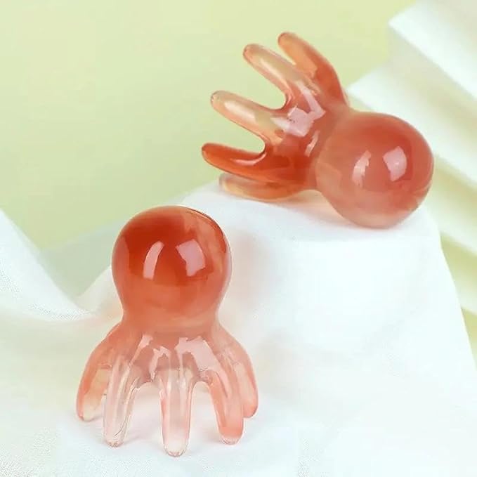 Octopus Head Massager, 2-Pack - Scalp Massager for Stress & Tension Relief, Manual Acupressure Tool to Soothe Headaches and Promote Relaxation, Pink Pointed Massage Comb
