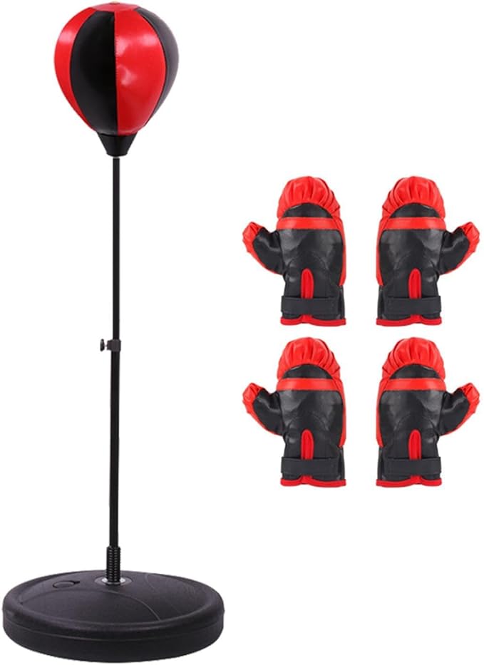 Boxing Reaction Ball Boxing Speed Bag Adjustable Gifts Freestanding Toys with Stand for Kids for MMA, Exercise, Boys Girls, 109cm