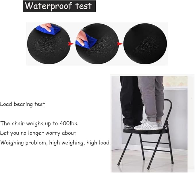 Yoga Auxiliary Chair Yoga Practice Balance Chair for Iyengar Foldable Pilates Yoga Chair with Anti-Slip Foot,PU Cushion,Double Beam Design,Black