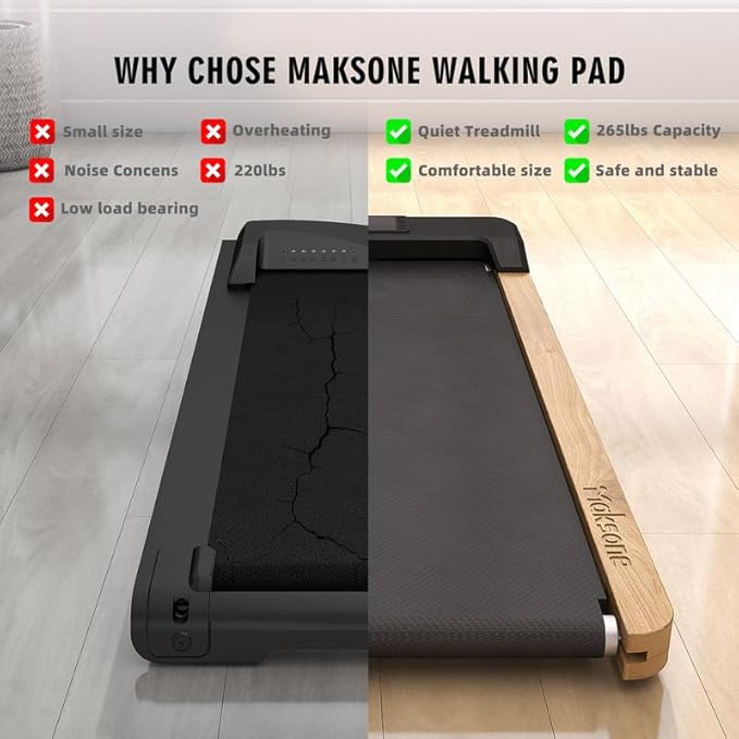Maksone Under Desk Treadmill, Expert of Wooden Walking Pad, Walking Jogging Machine with Remote Control, Installation-Free…