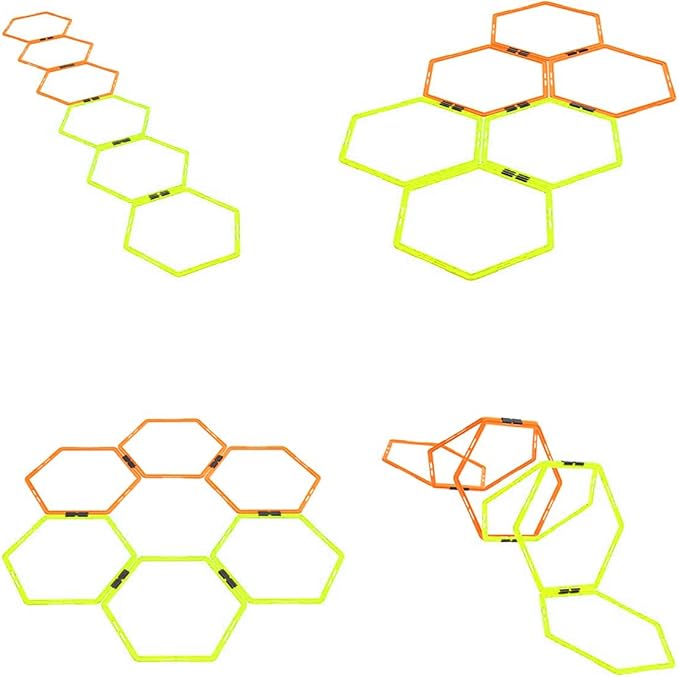 Hex Agility Rings for Speed Training & Agility Footwork Training Speed Hurdles Ladder with Carrying Bag (6 Rings)