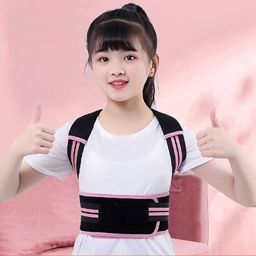 Children's Hunchback Corrector, Posture Corrector For Posture, Shoulder, Cervical Spondylosis, Scoliosis Back Support Frame For Students And Adolescents(Pink,Large)
