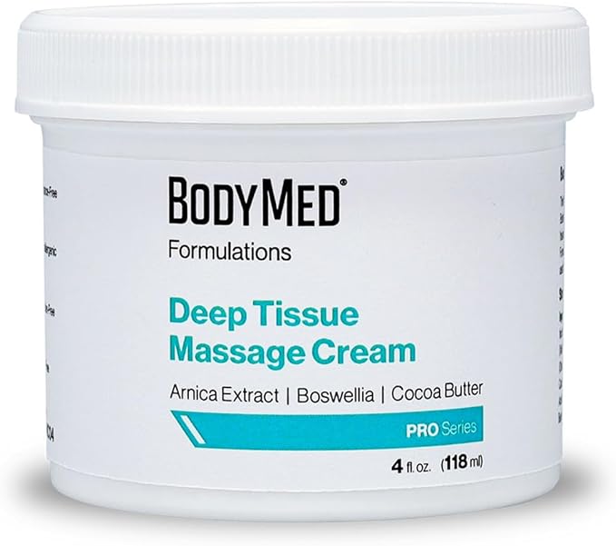 BodyMed Formulations Deep Tissue Massage Cream, 4 oz. – Fragrance-Free, All-Natural Cream for Massage Therapy – Leaping Bunny Certified – with Arnica Extract & Jojoba – Non-Staining, & Paraben Free