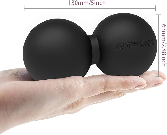 Peanut Massage Ball,Double Lacrosse Ball for Neck Sore Muscles,Medium Density Myofascial Release Massager Ball for Deep-Tissue Massage Muscle Knots Yoga Therapy(Black)