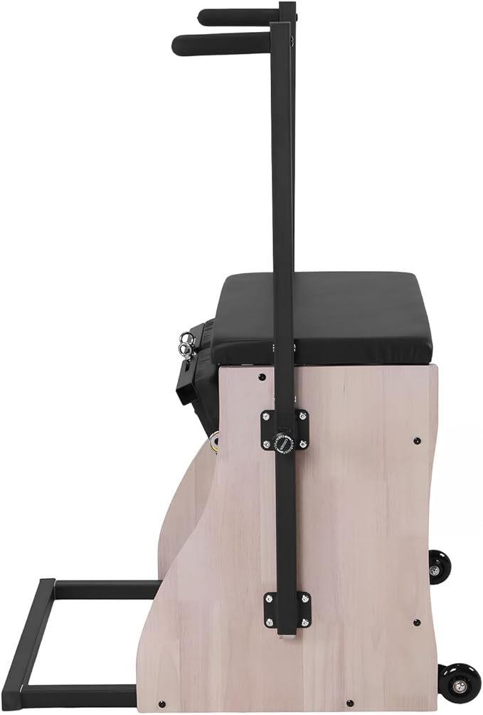 Oak Wood Pilates Chair Reformer Machine Split Pedal Fitness Reformer with Resistance Bands and Springs Split Pedal Handles for Workout Equipment Home Gym or Studio