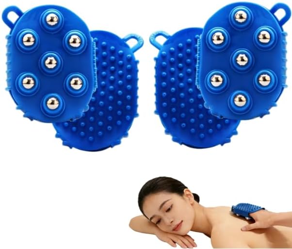 Roller Ball Glove Massager, 2Pcs Lymphatic Massage Tool Gua Sha Fascia Muscle Release for Face, Neck, Back, Abdomen, Legs & Full Body, Medium