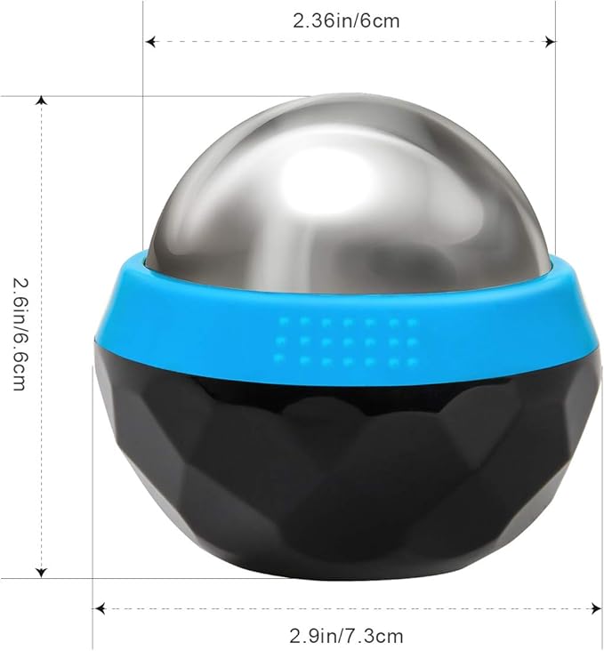 Coolrunner Cold Massage Roller Ball, Cryosphere Cold Massage Ball- Heat Therapy & Cold Therapy Relief with Cold Gel Core- Helps with Muscles Recovery and Inflammation for Shoulders, Neck (Black Blue)