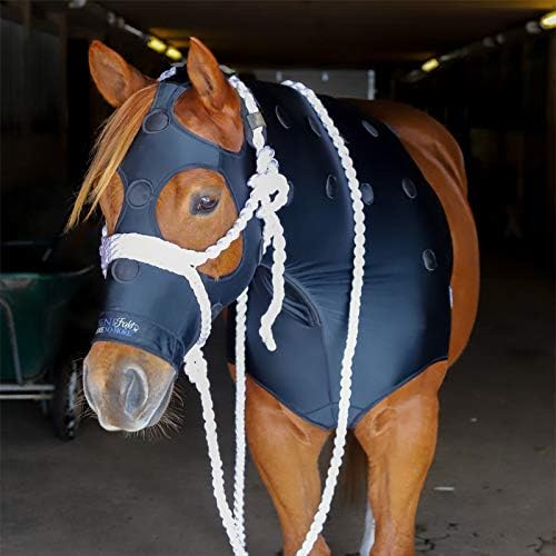 BENEFAB Therapeutic Lycra Horse Hood | Far-Infrared and Magnetic Therapy Keeping Neck & Shoulders Warm Relaxed Reduce Pain Stiffness Better Performance Recovery (Medium)