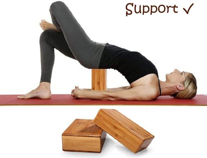 Bamboo Yoga Block (2 PCS), Bamboo Handstand Block,Support Brick to Deepen Poses, Improve Strength and Aid Balance and Flexibility