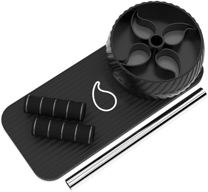 Sports Research Ab Wheel Roller with Knee Pad | Sturdy 3" Wheel for Core Workouts in The Gym or at Home