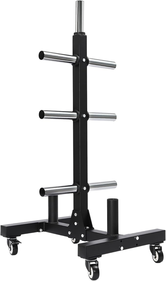 Plate Rack Tree, All Weight Plate Tree Holder & Vertical Barbell Storage Rack with Wheels, Commercial Weight Plate Tree for Homes, Hotels, Gyms