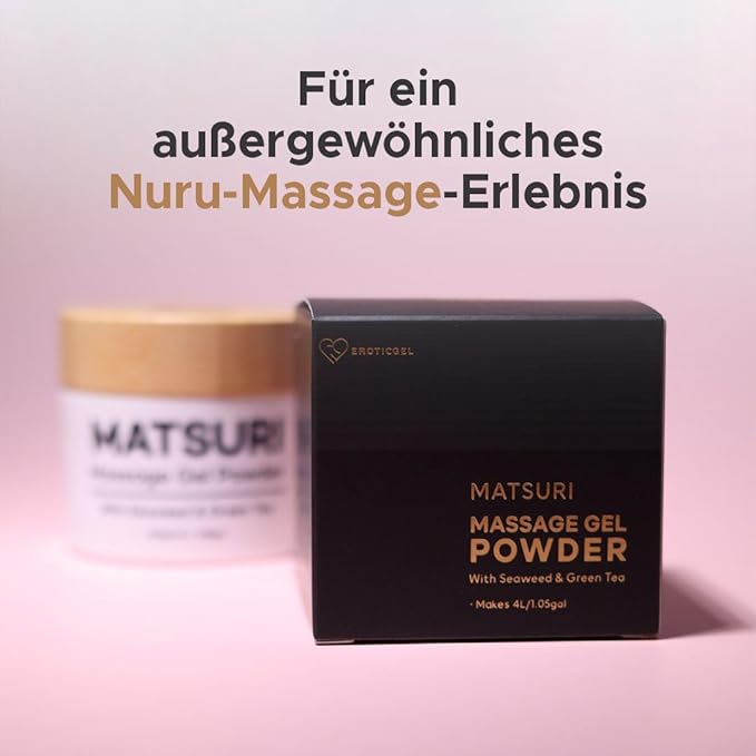 Japanese Nuru Massage Gel Powder 40g | Formulated with Natural Seaweed & Green Tea | Made in Japan | Paraben, & Glycerine Free | Fragrance-Free | Makes 1.05 gal/ 4L | Vegan | Matsuri