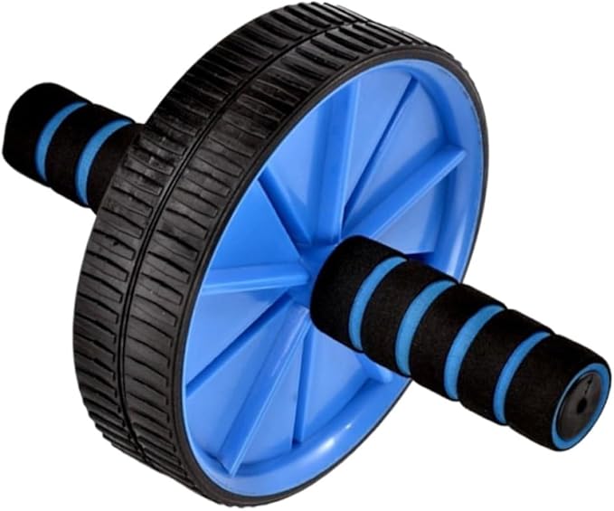 Kisangel Double Wheel Abdominal Exercise Roller, Quiet Fitness Ab Roller for Core Strength Training, Blue Abdominal Wheel for Home Workout and Muscle Conditioning
