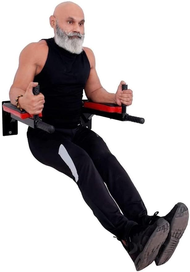 Heavy Duty Dips Bars - for Wall mounting, 4 Handle Bars with Padding on arms