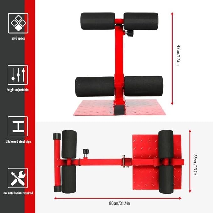 INNOLIFE Sissy Squat Machine Adjustable Height, Protective Foam Thick Steel Fitness Home Gym