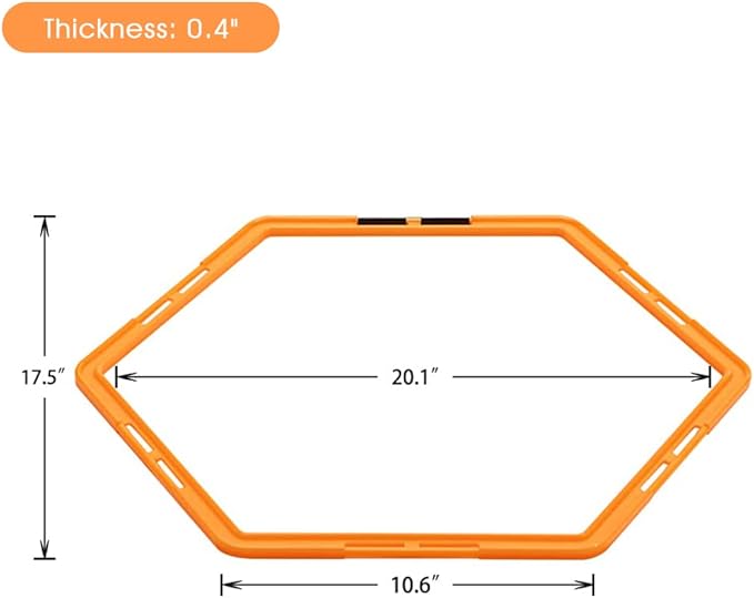Hex Agility Rings Set of 6/12 Rings for Speed & Agility Footwork Training, Hexagon Ladder with Fitness Equipment Sport Workout Home Gym, Kids and Adults (Orange)