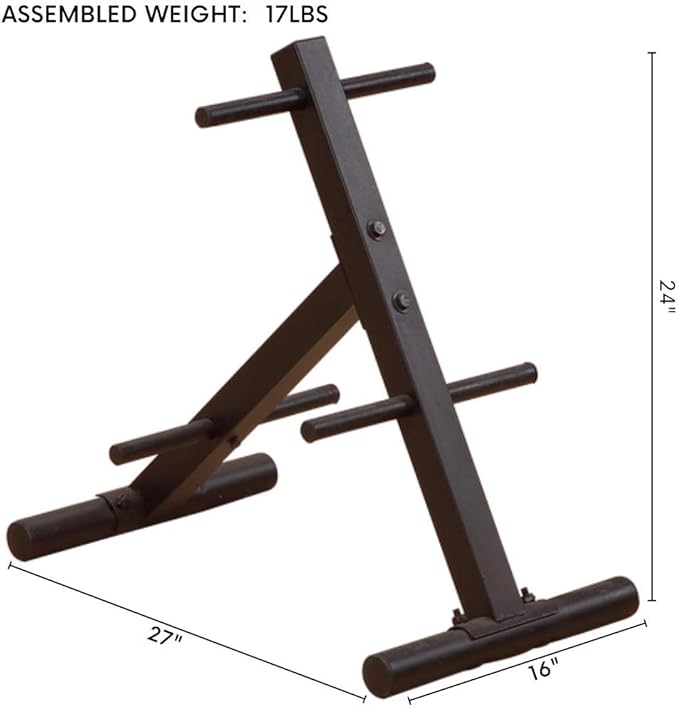 Body-Solid Standard Weight Tree Rack - Weight Plate Storage Racks 1000lb Weight Capacity, Hold Weightlifting Barbell Plates - Strength Training Plate Holder Stand For Home & Commercial Gym