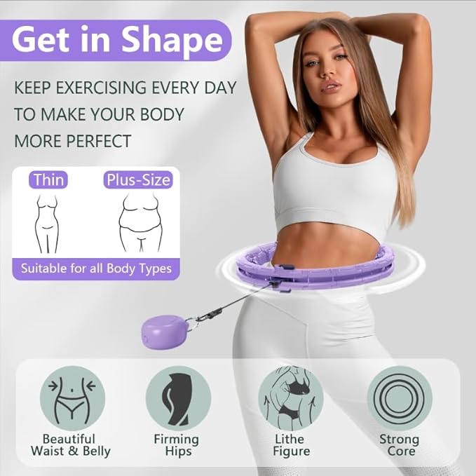30/24/12 Knots, Upgraded Magnetic Lock Weighted Hula Hoop for Kids Adults Weight Loss, Infinity Hoop Plus Size, Home Indoor Outdoor, Fitness Exercise, Abdominal Toner