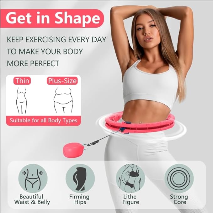 30/24/12 Knots, Upgraded Magnetic Lock Weighted Hula Hoop for Kids Adults Weight Loss, Infinity Hoop Plus Size, Home Indoor Outdoor, Fitness Exercise, Abdominal Toner