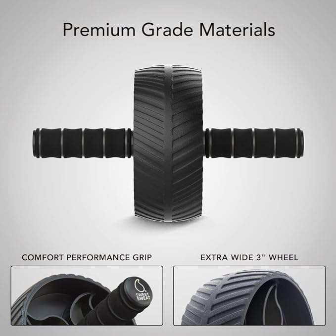 Sports Research Ab Wheel Roller with Knee Pad | Sturdy 3" Wheel for Core Workouts in The Gym or at Home