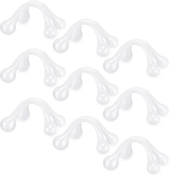 Liliful 9 Pcs 4 Point Massage Tools Christmas Gift Office Gift Small Hook Massager Handheld Palm Shaped Manual Back and Neck Massager Tools 4 Legged Hand Held Massager (White)